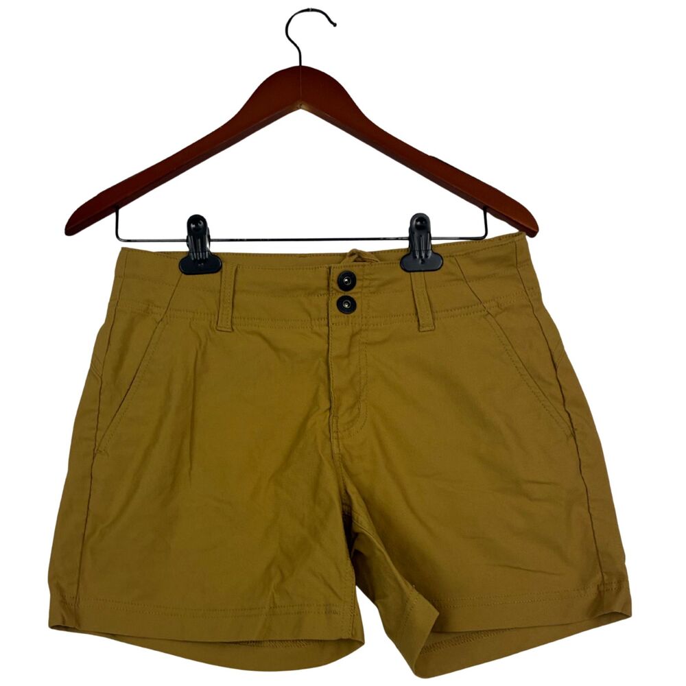 prAna Womens Size 6 Mustard Yellow Hiking Shorts Stretch Outdoor Casual 4"